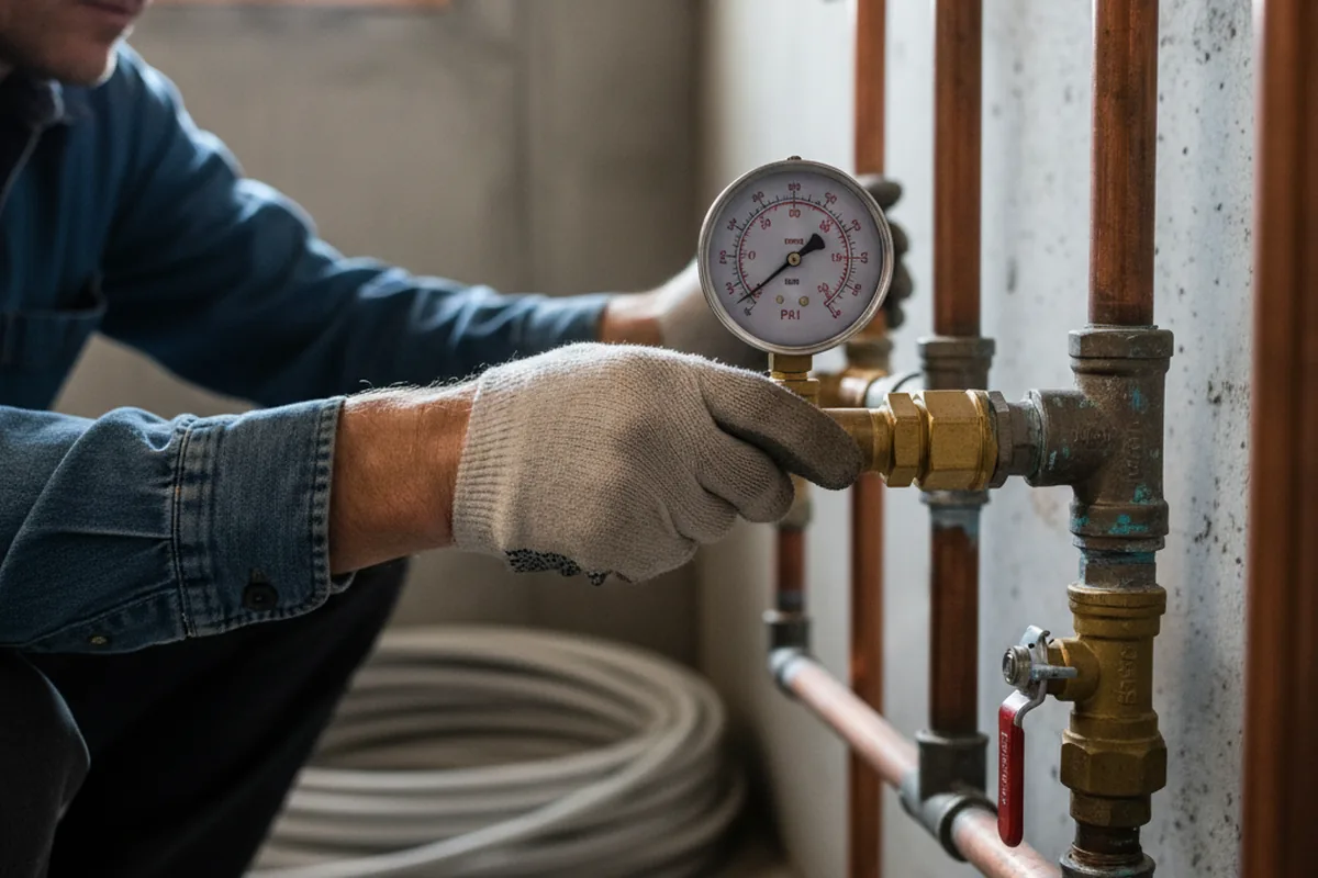 Pressure testing a repaired line during Water Line Repair in Elmont